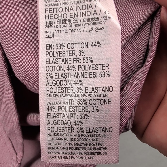 RVCA Shirt Mens XL Pink LS Stretch Oxford Slim Fit Button Down Pocket Casual - Picture 10 of 13